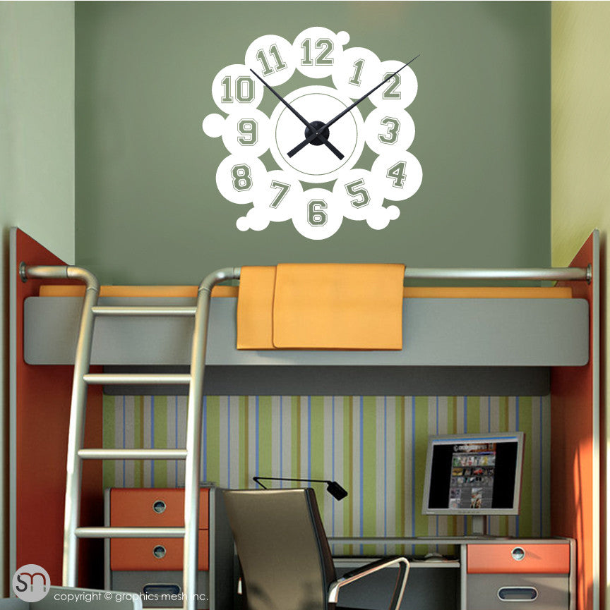 VARSITY NUMBERS - Clock wall decals white