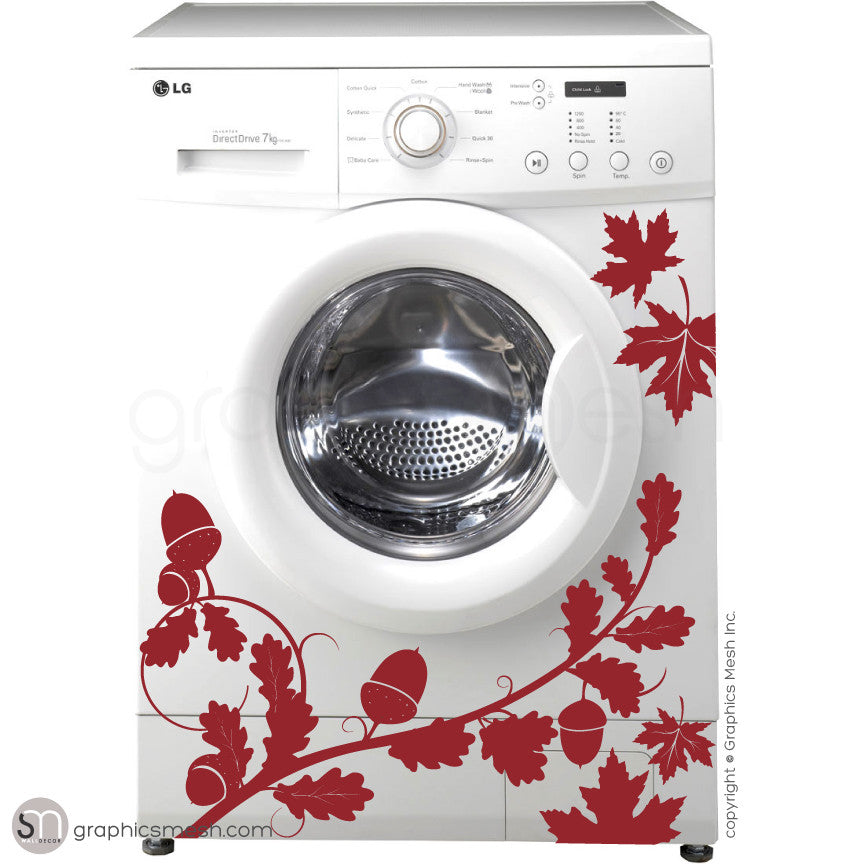 FALL LEAVES WASHER DECOR dark red decals