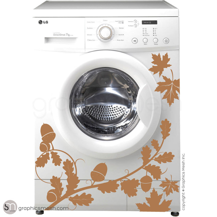 FALL LEAVES WASHER DECOR light brown decals
