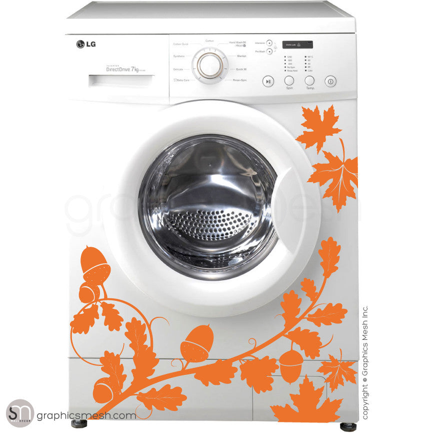 FALL LEAVES WASHER DECOR orange decals