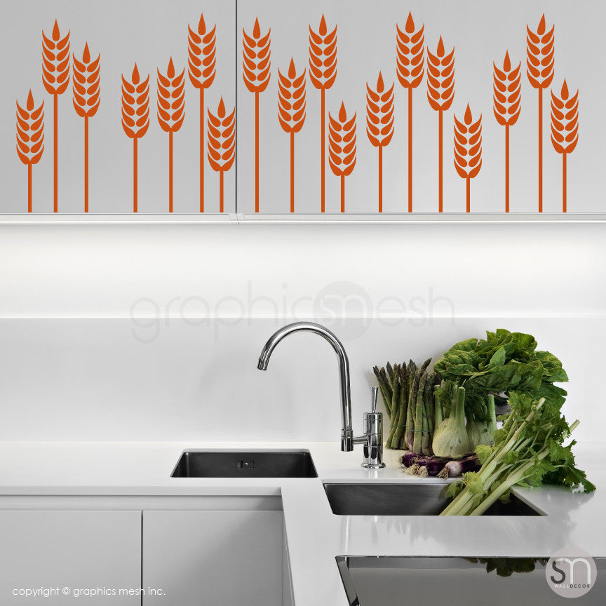 WHEAT GRASS BORDER - Wall Decals nut brown