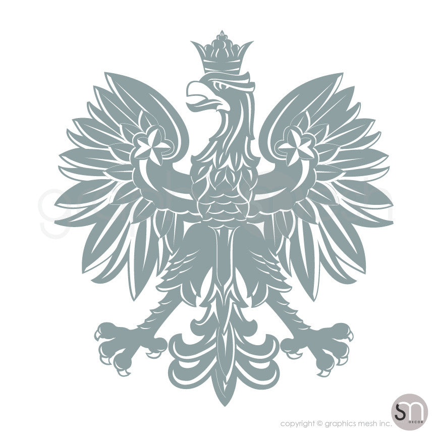 Polish eagle emblem wall decals in grey