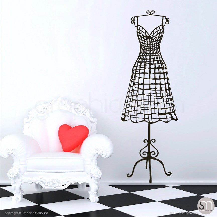 Wire Mannequins fashion inspired dress form wall decals