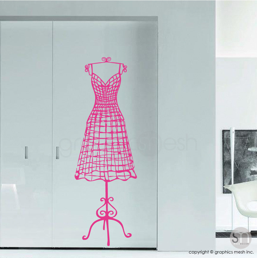 WIRE DRESS FORM decorative mannequin - Wall decals hot pink