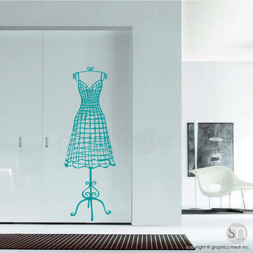 WIRE DRESS FORM decorative mannequin - Wall decals turquoise