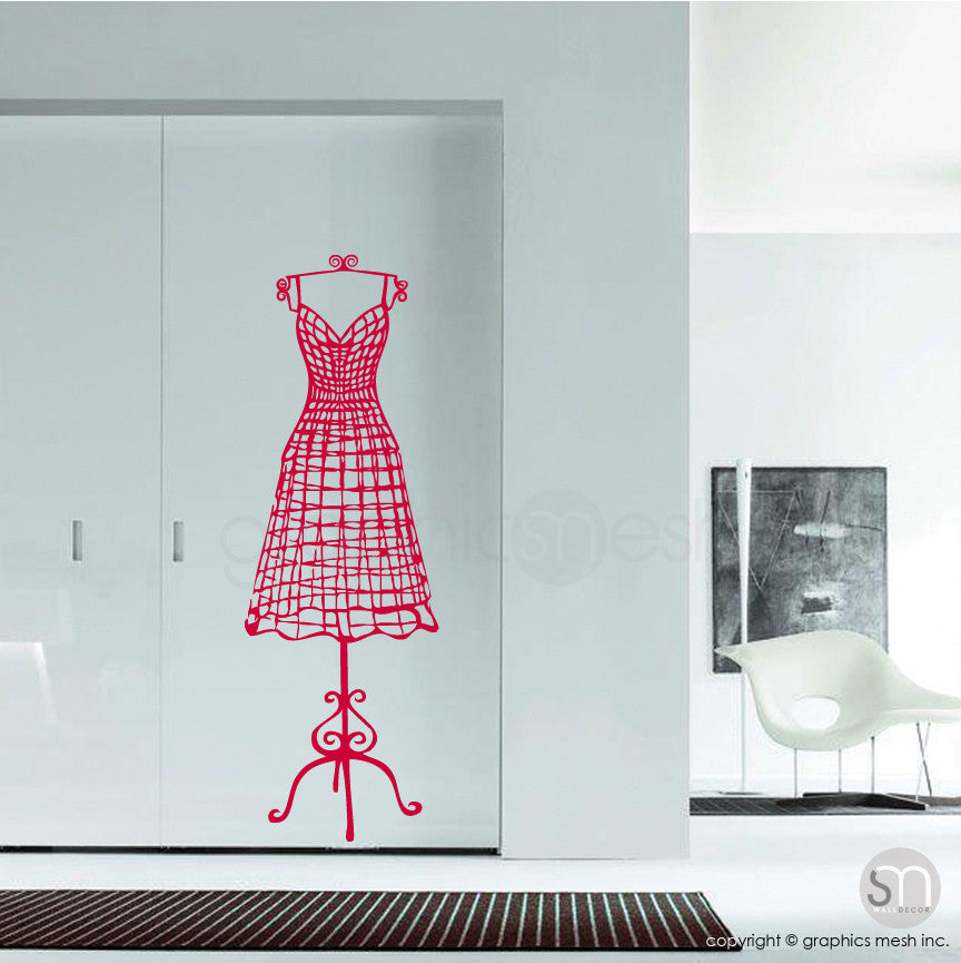 WIRE DRESS FORM decorative mannequin - Wall decals red