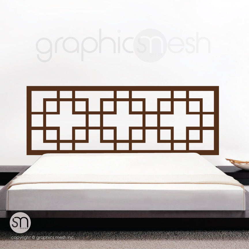 OVERLAPPING SQUARES HEADBOARD WALL DECAL brown