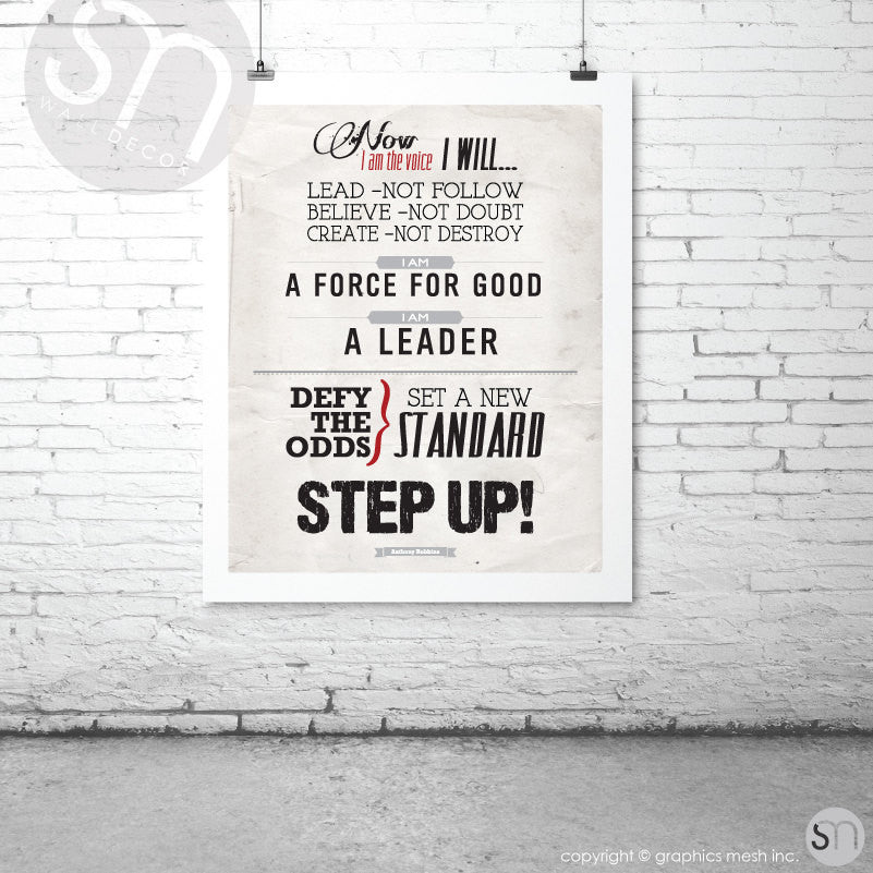 STEP UP! Tony Robbins motivational poster - Art Print Download 10x13