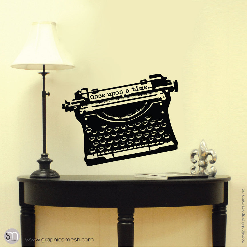 ANTIQUE TYPEWRITER "Once upon a time" lettering - Wall decal black