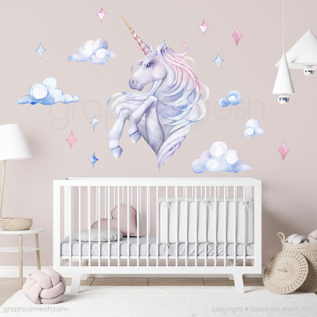 UNICORN WATERCOLOR PRINT - wall decals