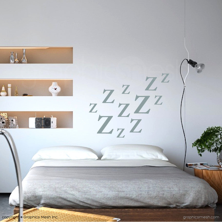 Zzz LETTERING WALL DECALS in slate color